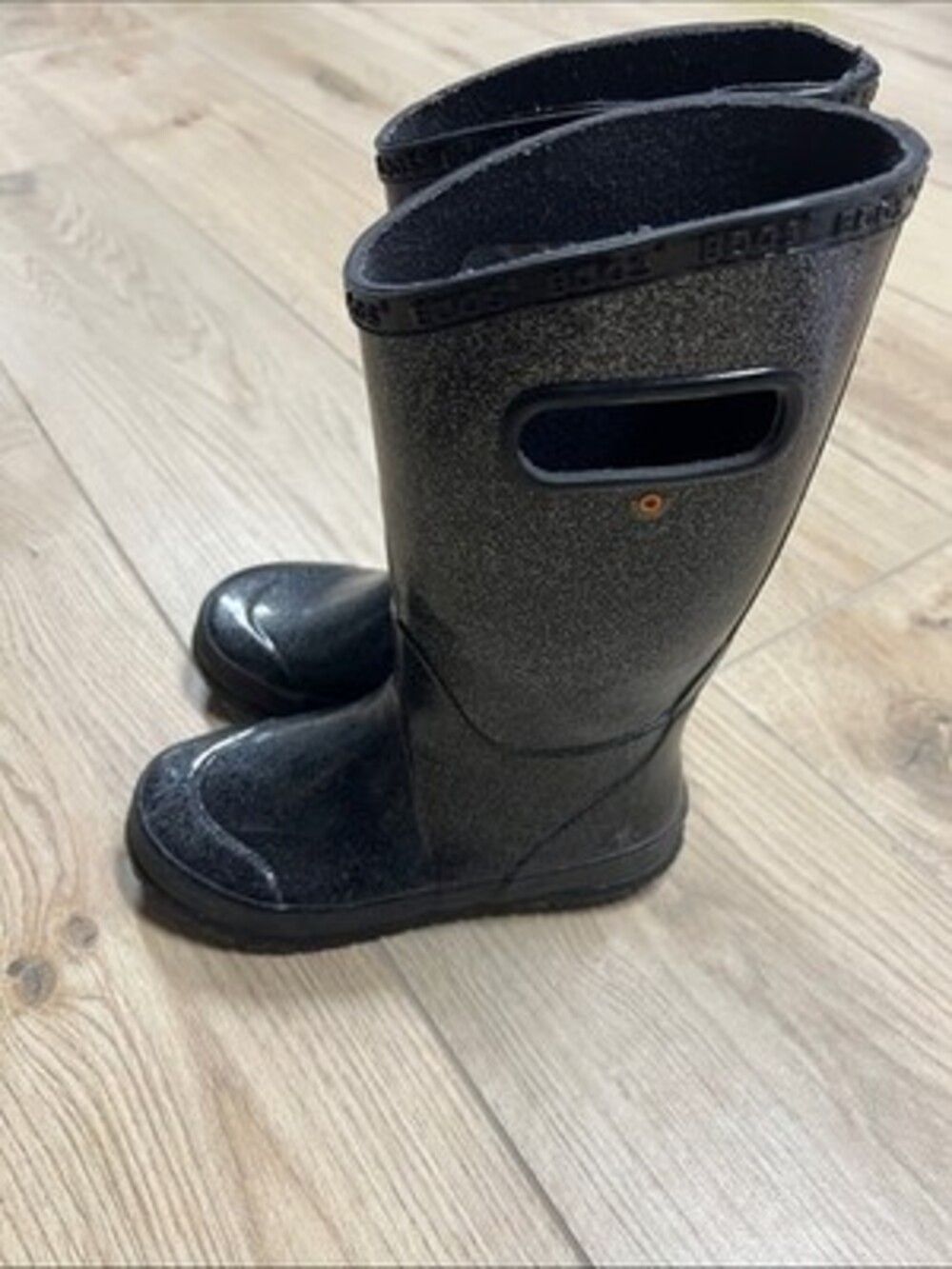 Bogs Kids Black Glitter Tall Rain Boots